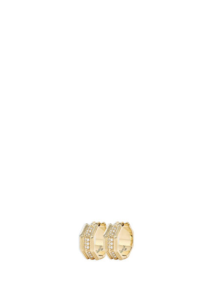 Summa White Diamond-Studded 14 Karat Gold Women's Earrings