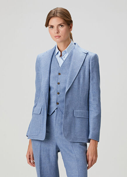 Mavi Keten Blazer