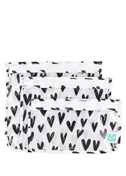 Hearts Transparent 3-Pack Baby Travel Bag Organizer