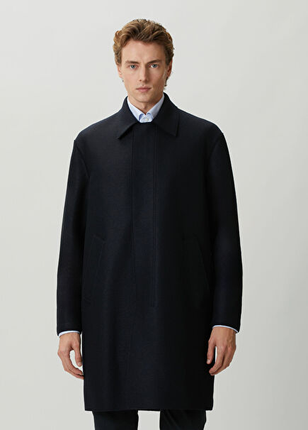 Navy Blue Wool Coat