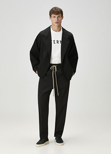 Black Waist Corded Trousers