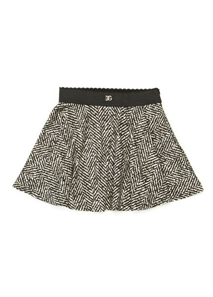 Siyah Beyaz Desenli Kız Çocuk Etek