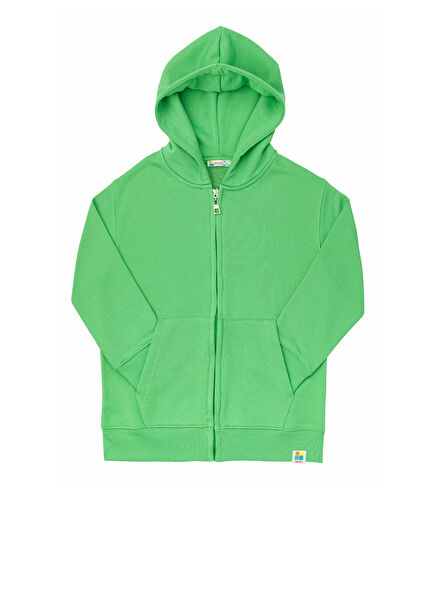 Fermuarlı Kapüşonlu Yeşil Erkek Çocuk Sweatshirt