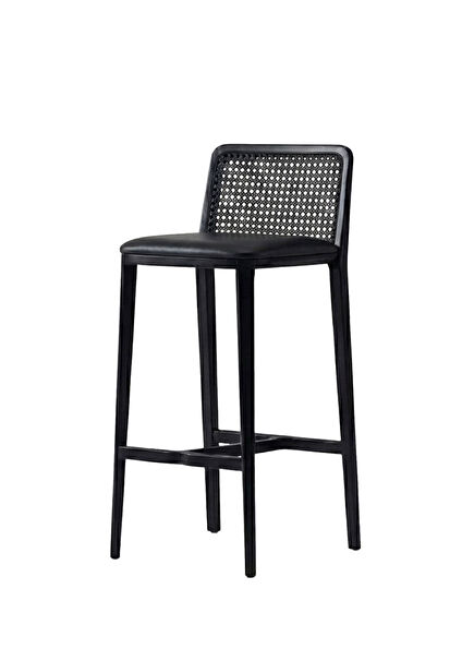 Elia Hazeran Black Solid Wood Bar Chair