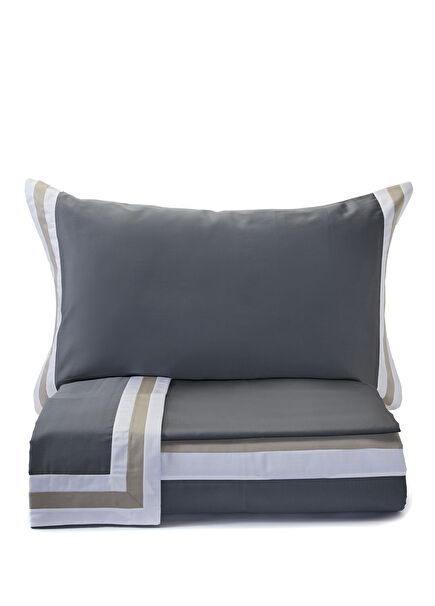 Sentieri Gri Pamuk Saten Nevresim Takımı