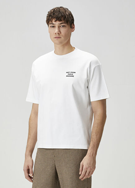 Beyaz Logo Baskılı T-shirt