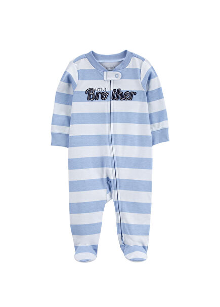 Blue Cotton Baby Boy Sleeping Bag with Zipper