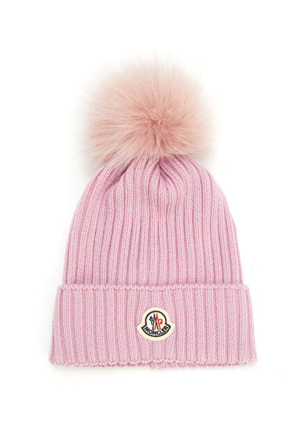 Pink Pompom Girl's Wool Beanie