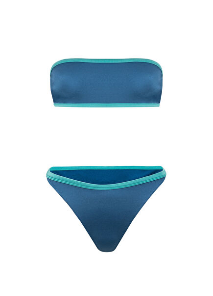 Lynne Koyu Mavi Kadın Straplez Bikini Takımı