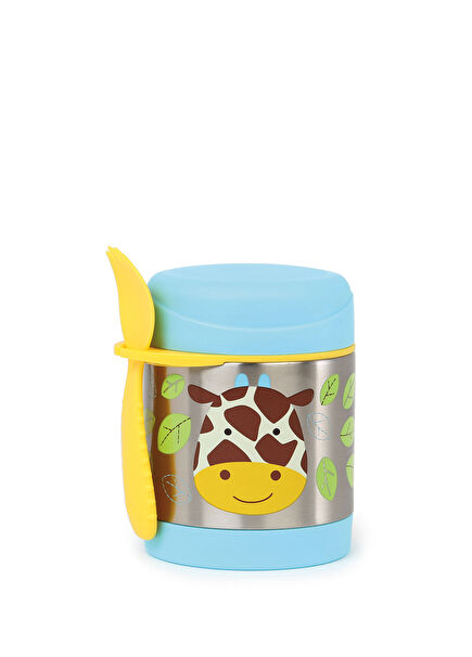 Zürafa Desenli Çelik Mama Saklama ve Taşıma Termosu Seti