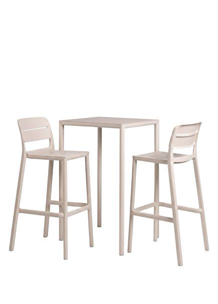 Cassia Piave Beige Garden Bar Table and Chair Set