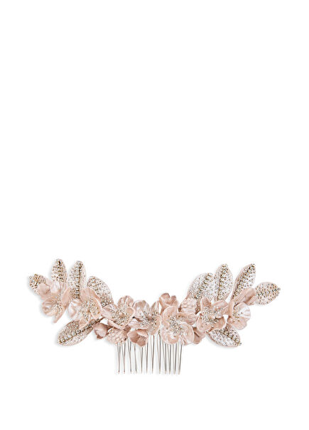 Liole Pink Porcelain Flower and Crystal Stone Women's Hair Accessory