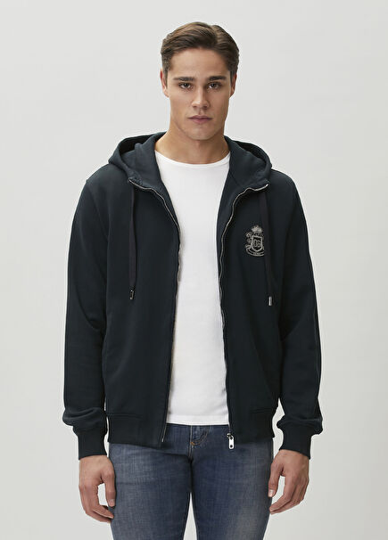 Lacivert Kapüşonlu Sweatshirt