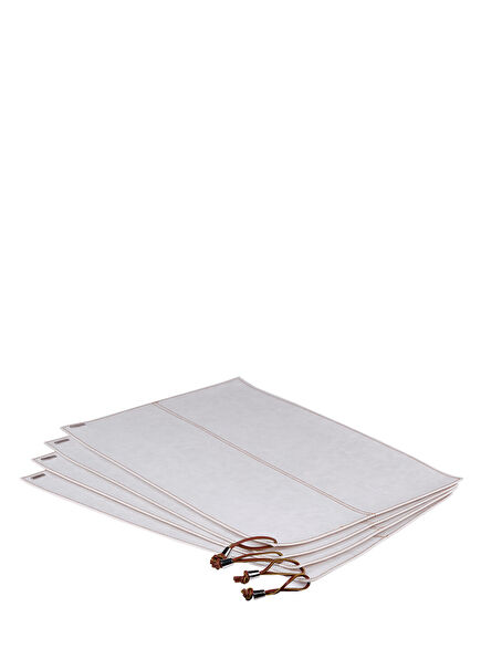 Beige Leather 4-Piece Napkin Ring and 4-Pack Rectangular Placemat 35 x 50 cm