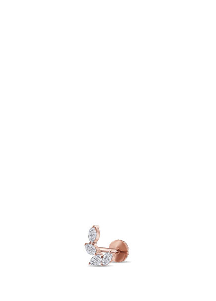 Rota Pırlanta Taşlı 14 Ayar Rose Gold Kadın Piercing Tragus Küpe