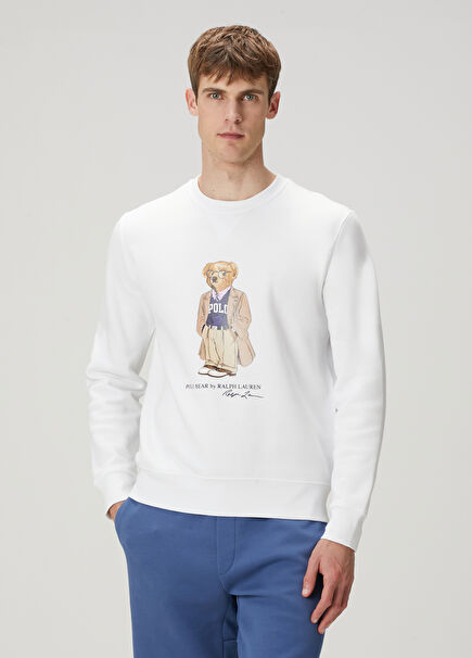 White Logo Printed Sweatshirt