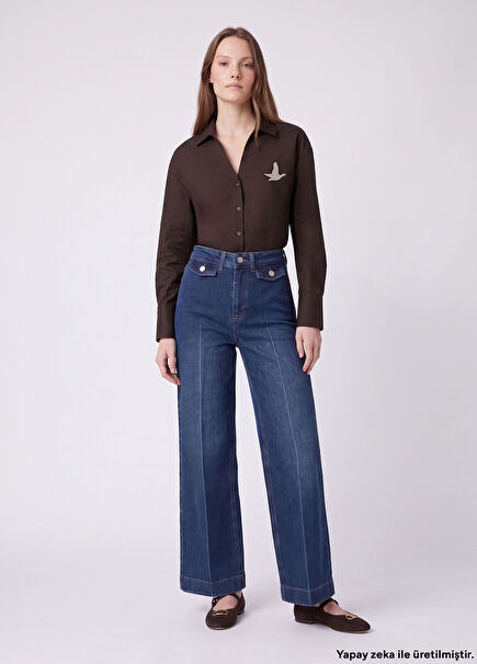 Indigo Wide Leg Jean Pantolon