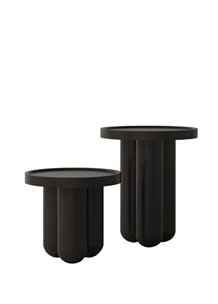 Black Wood Cork 2-Seat Side Table