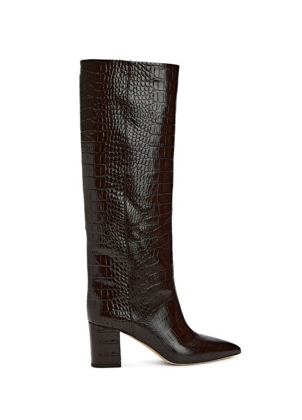 Dark Brown Patterned Women's Leather Boots