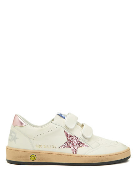 Ball Star White Unisex Kids Leather Sneakers