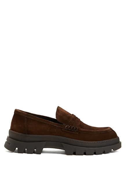 Brown Mens Suede Loafer