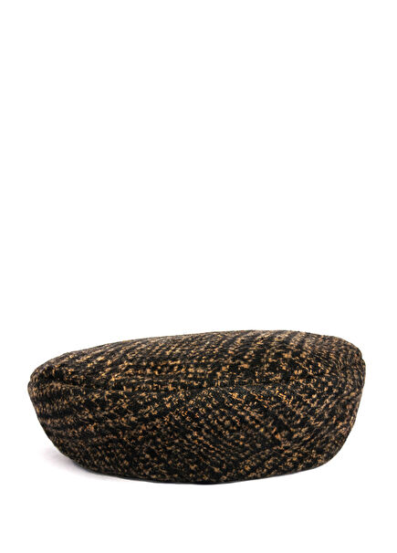 Chester Koyu Kahve Yünlü Ekoseli Erkek Beret Şapka