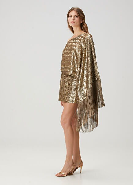 Gilded Eternity Gold Mini Cocktail Dress