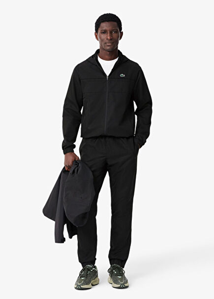 Siyah Kapüşonlu Regular Fit Erkek Eşofman Takımı