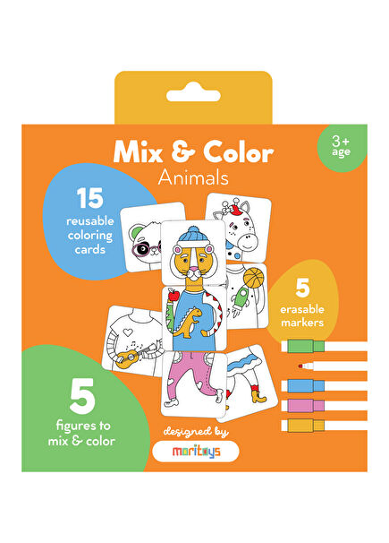 Mix Color Animals Karıştır ve Renklendir 15 Parça Puzzle Boyama Seti