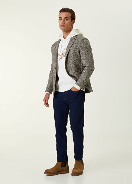 Slim Fit Koyu Lacivert Örme Jean Pantolon