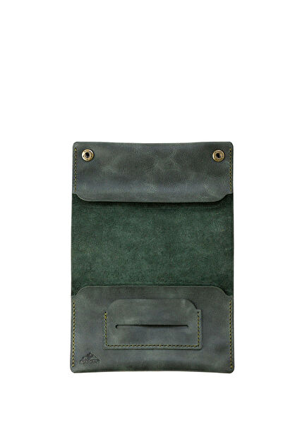 Zümrüt Yeşil Deri Tütün Kesesi 