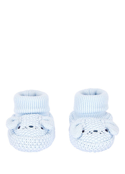 Mavi Tavşan Figürlü Pamuklu Erkek Bebek Patik