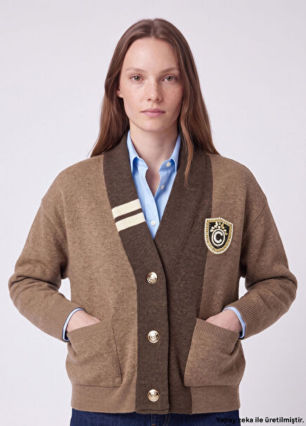 Camel Crystal Logo College Cardigan
