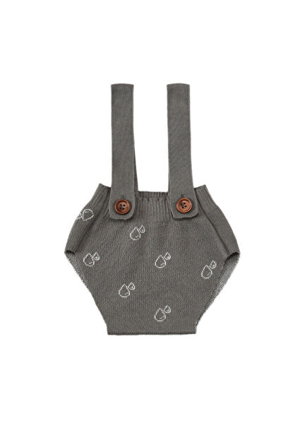 Drop Pattern Organic Cotton Grey Unisex Baby Short Jumpsuit