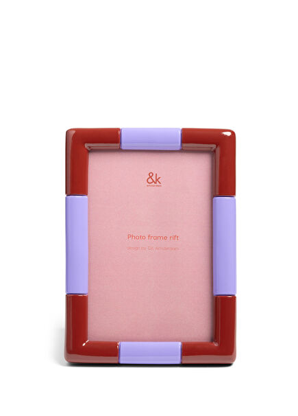 Bordo ve Mor Desenli Dikdörtgen Fotoğraf Çerçevesi