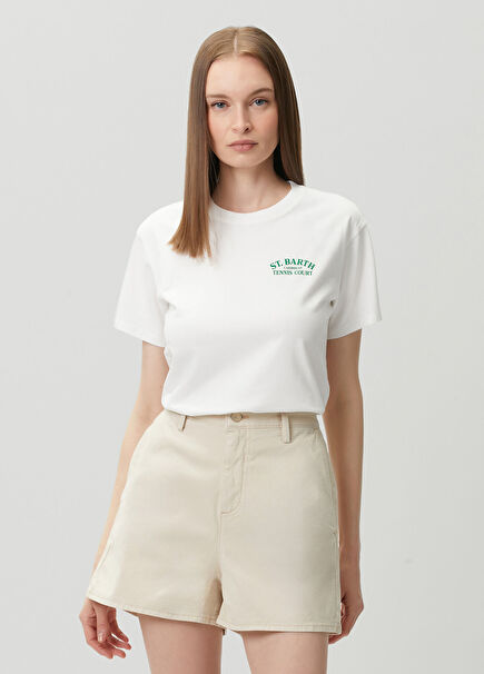 Emilie Beyaz Baskılı T-shirt