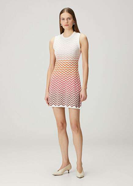 White Pink Gradient Mini Dress