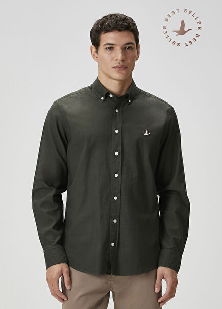 Comfort Fit Haki Oxford Gömlek