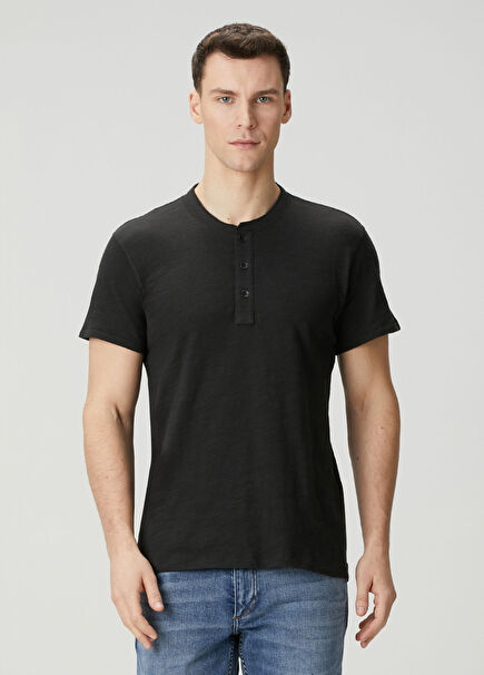 Henley Siyah T-shirt