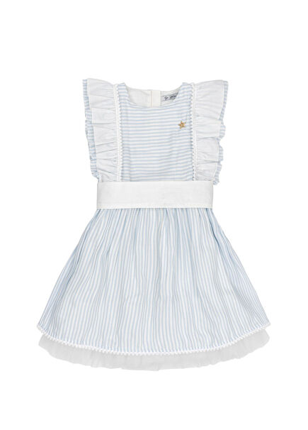 Mavi Fırfır Detaylı Kız Çocuk Elbise