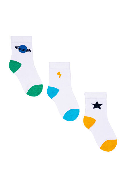 White Boys' 3-Socks Set