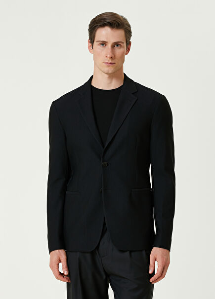 Siyah Mikro Desenli Ceket