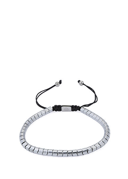 Hematit Gümüş Kaplama Çelik Erkek Bileklik