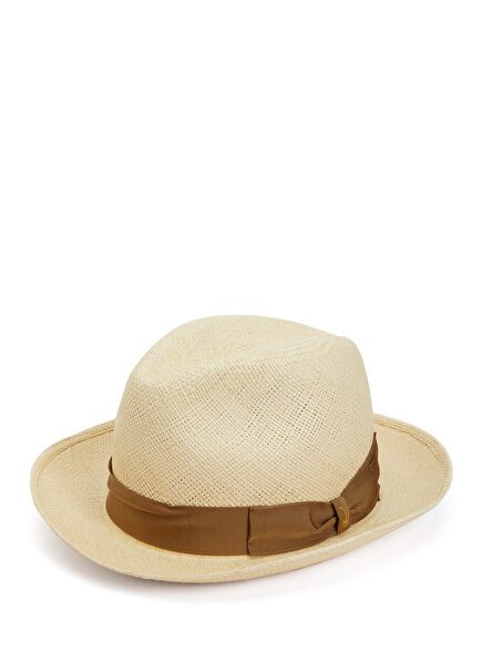 Beige Brown Men's Straw Hat