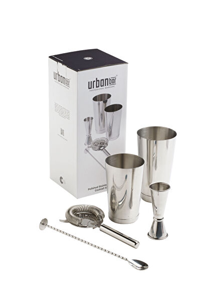 Grey Steel 5 Piece Cocktail Set