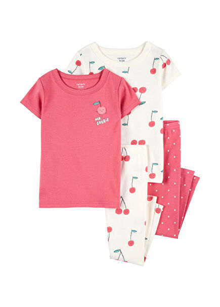 Renkli Kız Çocuk 4'lü Pijama Set 