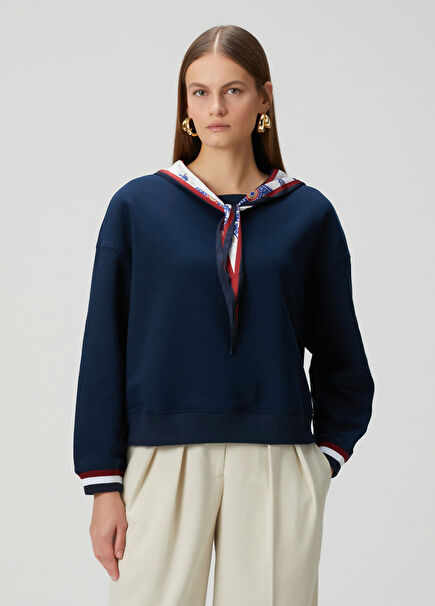 Navi Lacivert Fularlı Sweatshirt