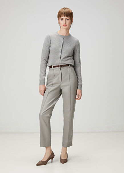 Grey Leather Trousers