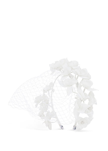 Flera Fabric Floral and Mesh Tulle Veil Accessory
