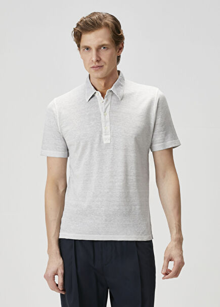 Gri Keten Polo T-shirt